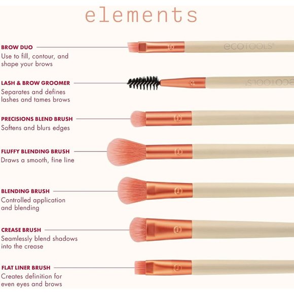 6 Blending Brushes for Eyes Eco Friendly Makeup Brush Orange Cruelty Free Vegan - Picture 4 of 13